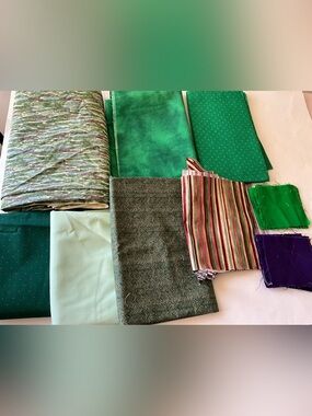 Quilting Sewing Crafts Fabric Lot Green Teal Purple Cotton